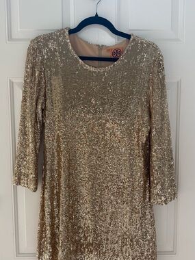 Tory Burch Gold Sequin Shift Dress